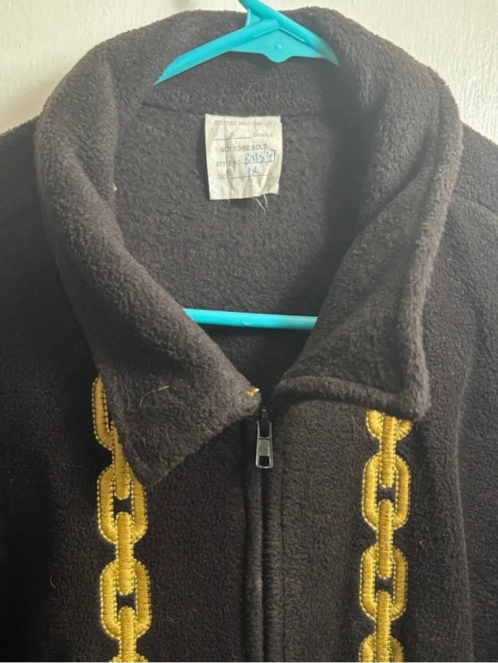Black Gold Chain Fleece Jacket Women’s 1X Embroidered Zip Front